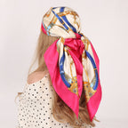 Vintage Chain Print Satin Square Scarf