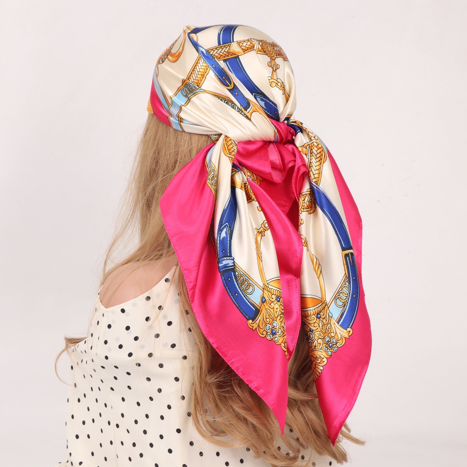 Vintage Chain Print Satin Square Scarf