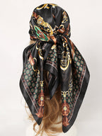 Vintage Chain Print Satin Square Scarf