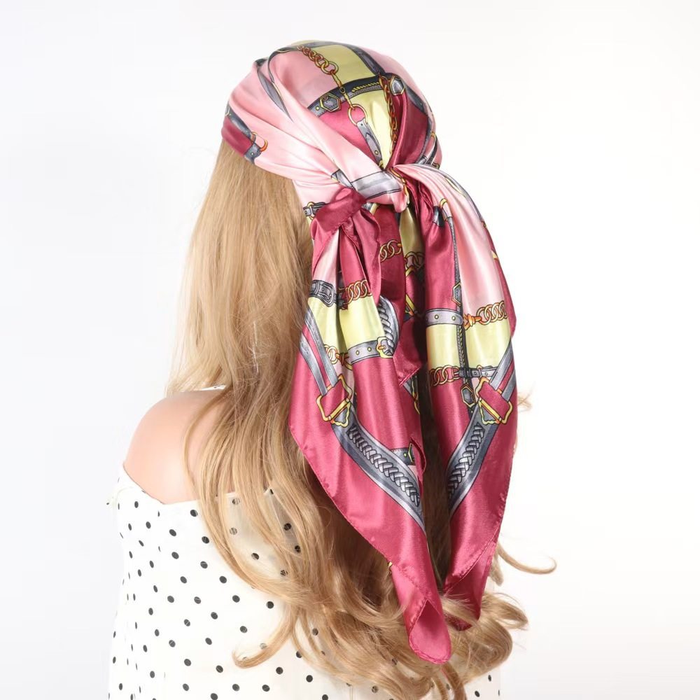 Vintage Chain Print Satin Square Scarf