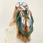 Vintage Chain Print Satin Square Scarf