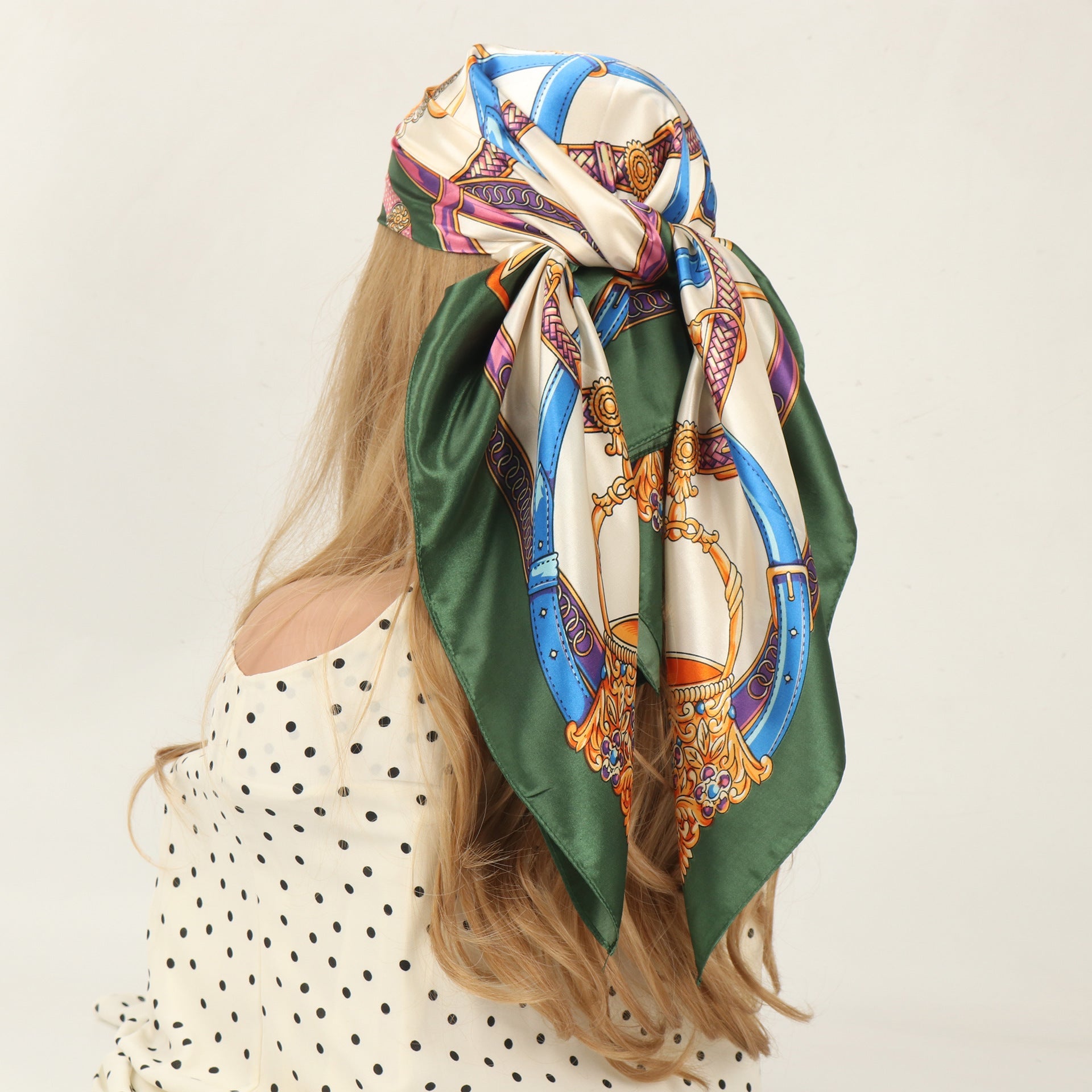 Vintage Chain Print Satin Square Scarf