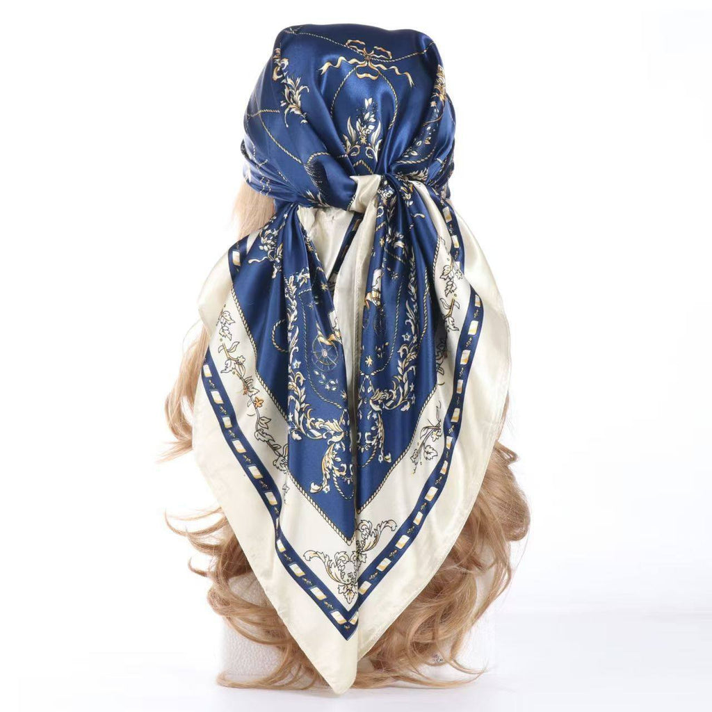 Vintage Chain Print Satin Square Scarf
