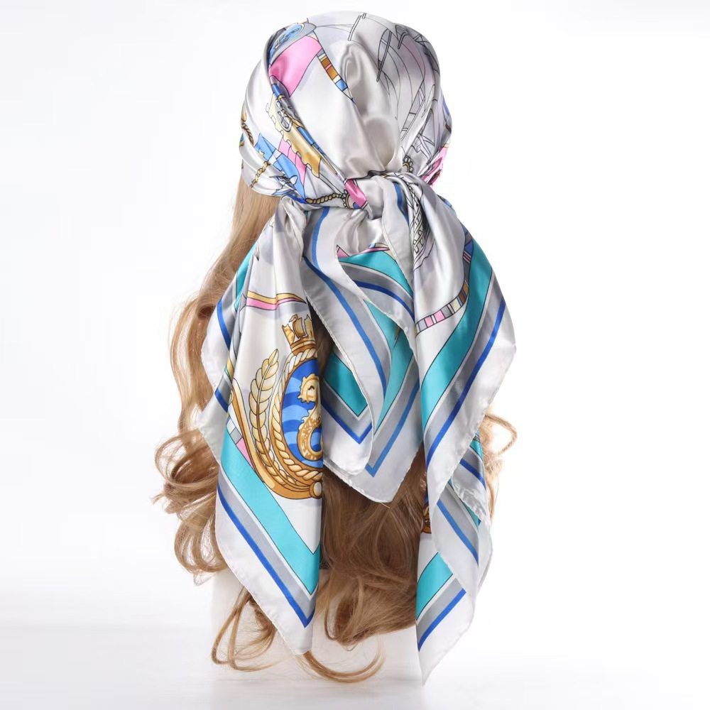 Vintage Chain Print Satin Square Scarf