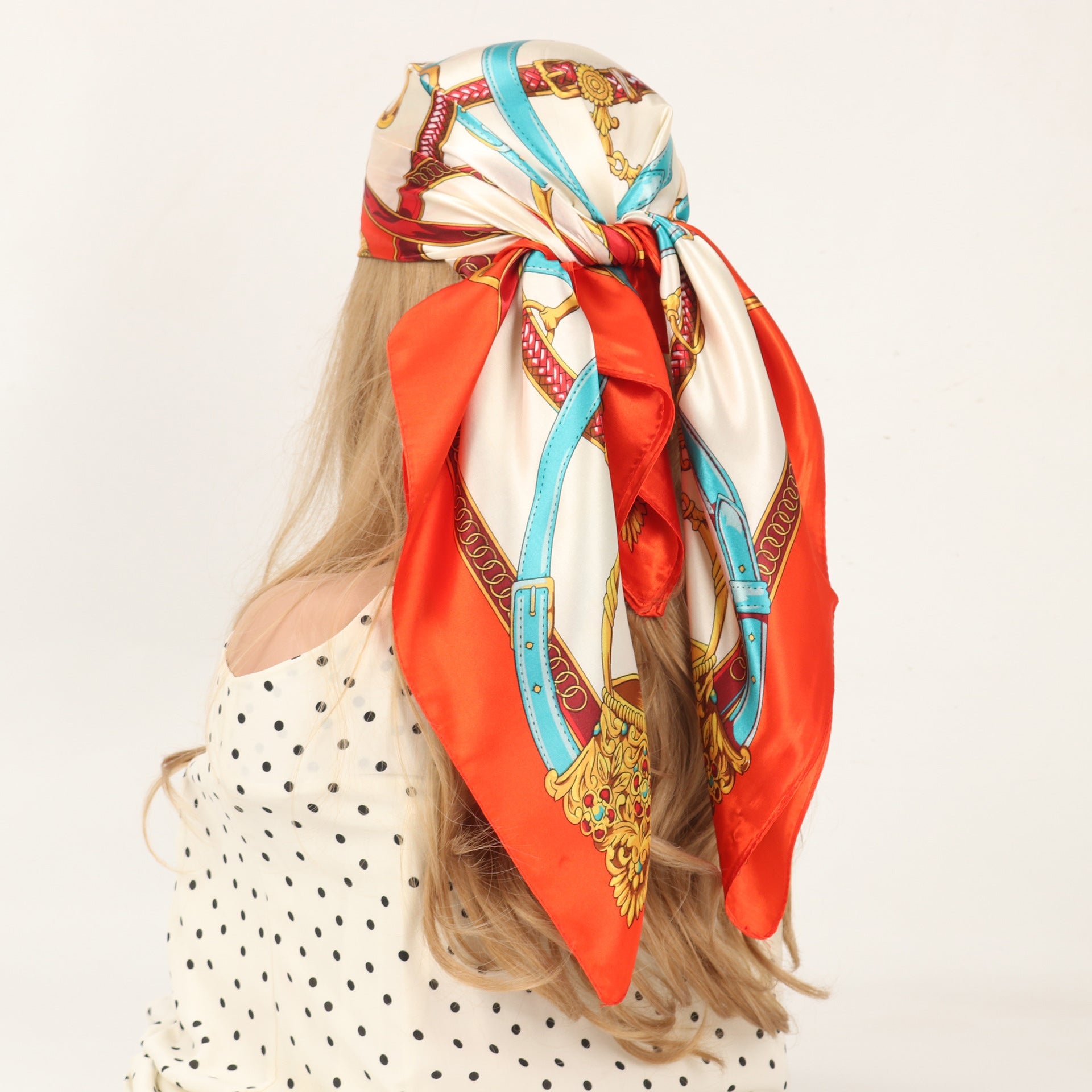 Vintage Chain Print Satin Square Scarf