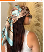 Vintage Chain Print Satin Square Scarf