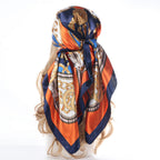 Vintage Chain Print Satin Square Scarf