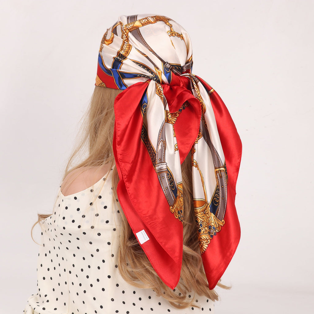 Vintage Chain Print Satin Square Scarf