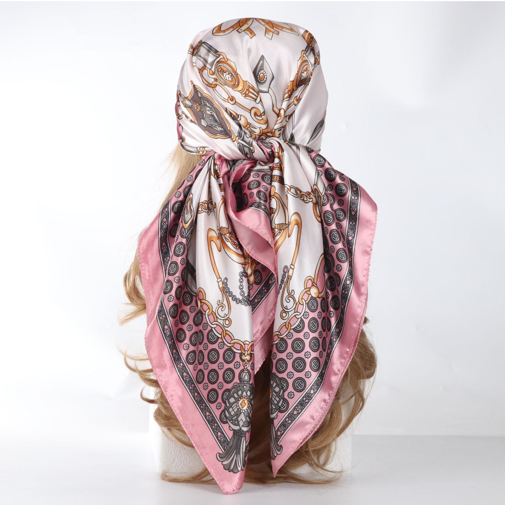 Vintage Chain Print Satin Square Scarf