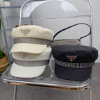 Fashion Triangle Logo Cotton Beret | Luxury Designer French Hat