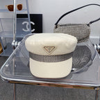 Fashion Triangle Logo Cotton Beret | Luxury Designer French Hat