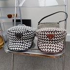 Fashion Houndstooth Cotton Bucket Hat | Luxury Designer Checkered Sun Hat