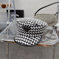 Fashion Houndstooth Cotton Bucket Hat | Luxury Designer Checkered Sun Hat