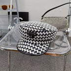 Fashion Houndstooth Cotton Bucket Hat | Luxury Designer Checkered Sun Hat