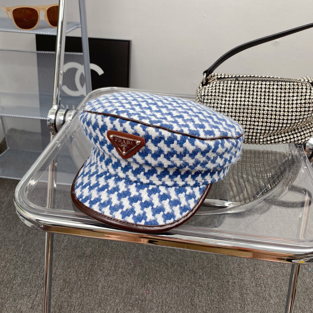 Fashion Houndstooth Cotton Bucket Hat | Luxury Designer Checkered Sun Hat