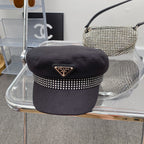 Fashion Triangle Logo Cotton Beret | Luxury Designer French Hat