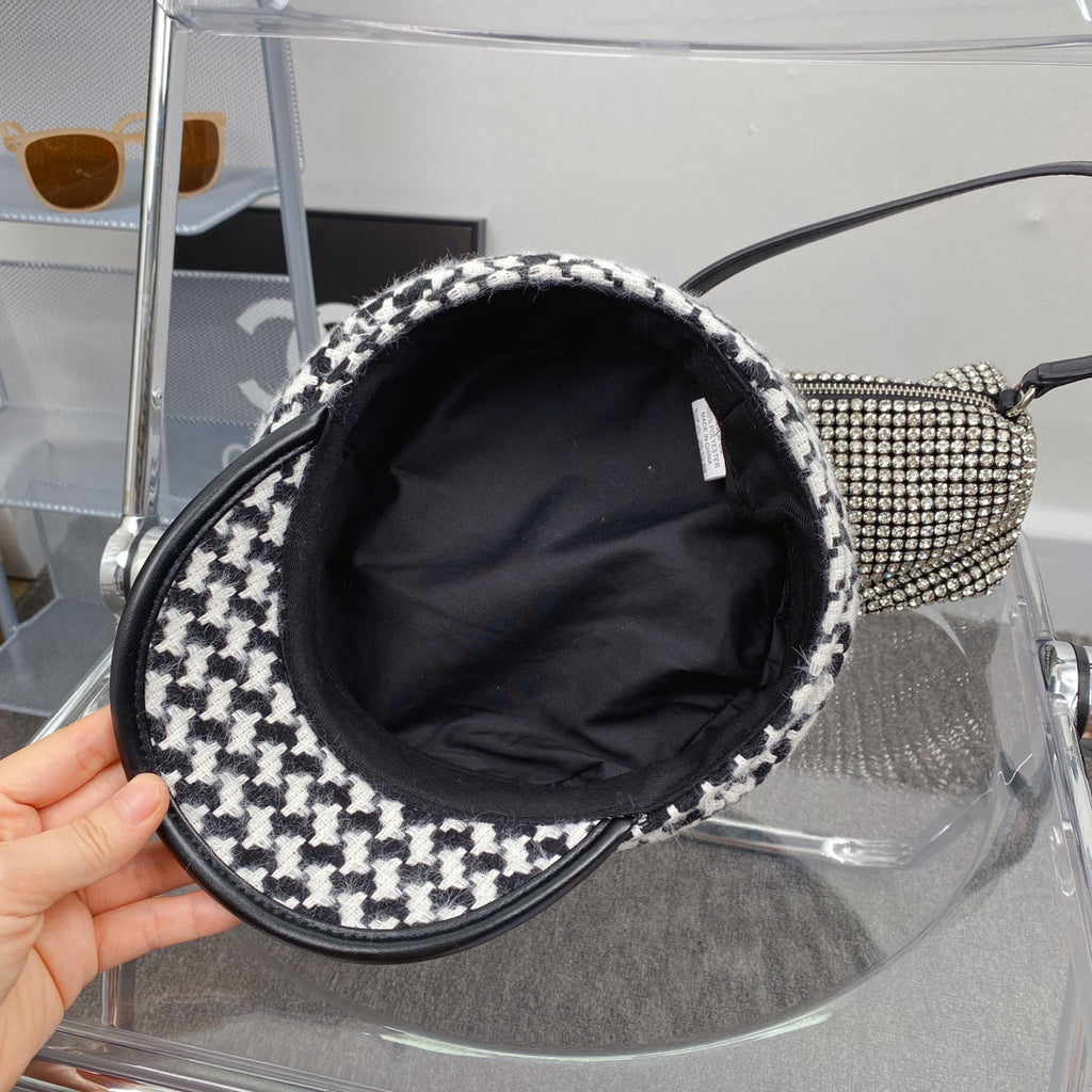 Fashion Houndstooth Cotton Bucket Hat | Luxury Designer Checkered Sun Hat