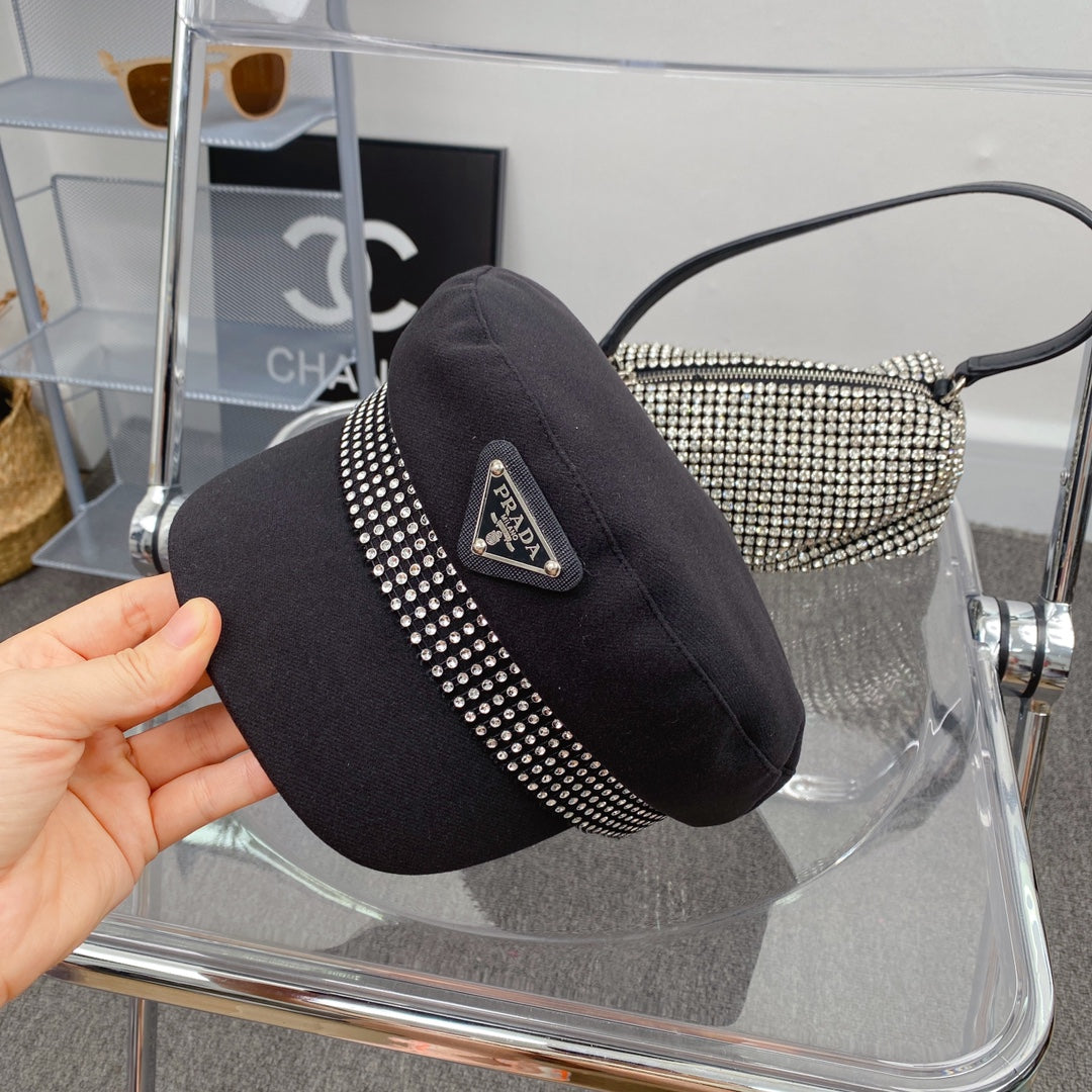 Fashion Triangle Logo Cotton Beret | Luxury Designer French Hat