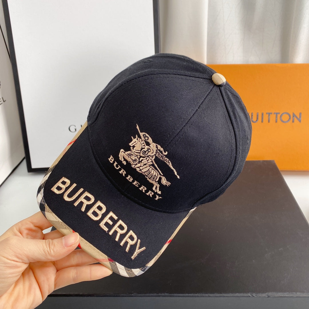 Luxury Vintage Check Embroidered Baseball Cap