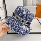 Classic Vintage Embroidered Webbing Pattern Bucket Hat