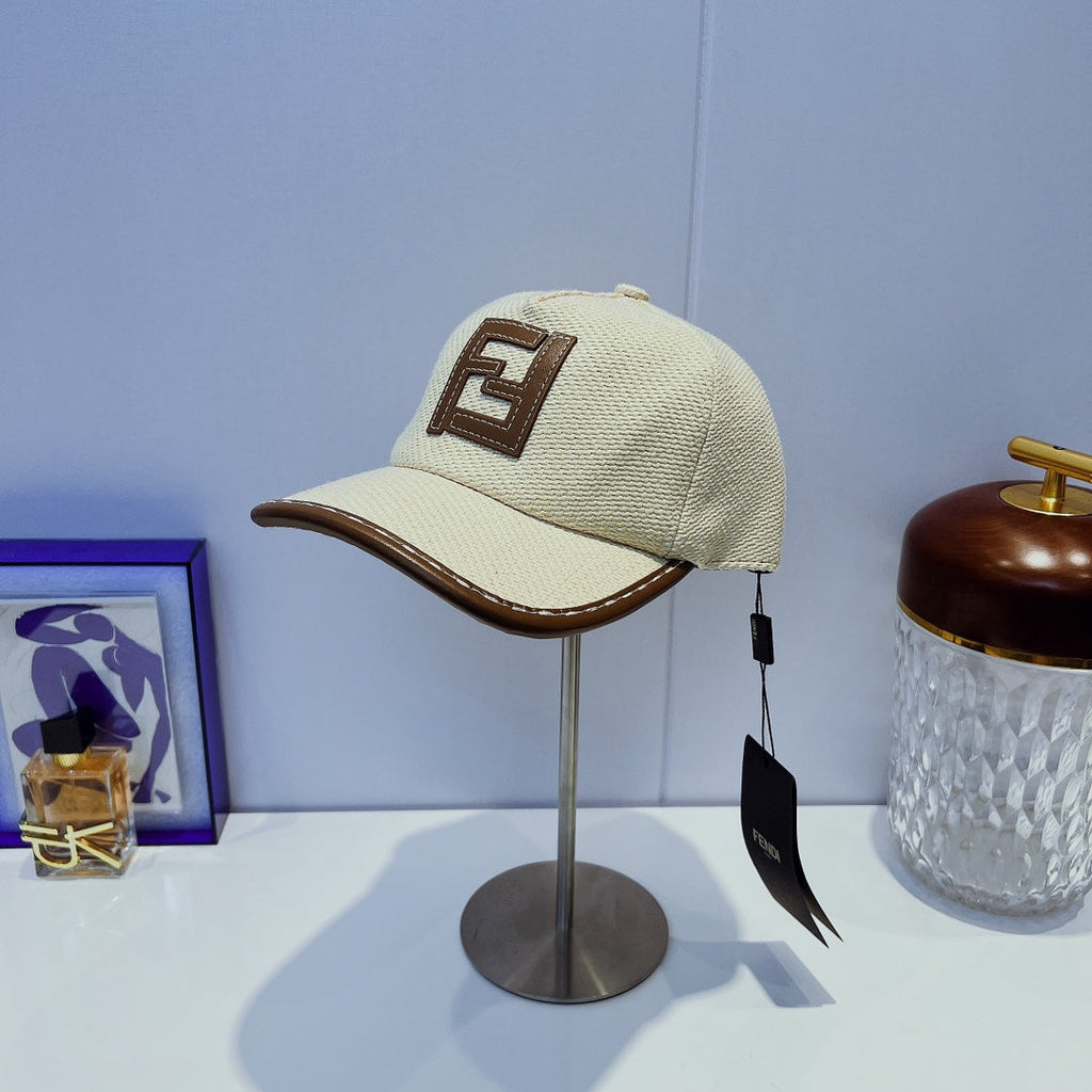 Luxury FF Leather Trim Baseball Cap