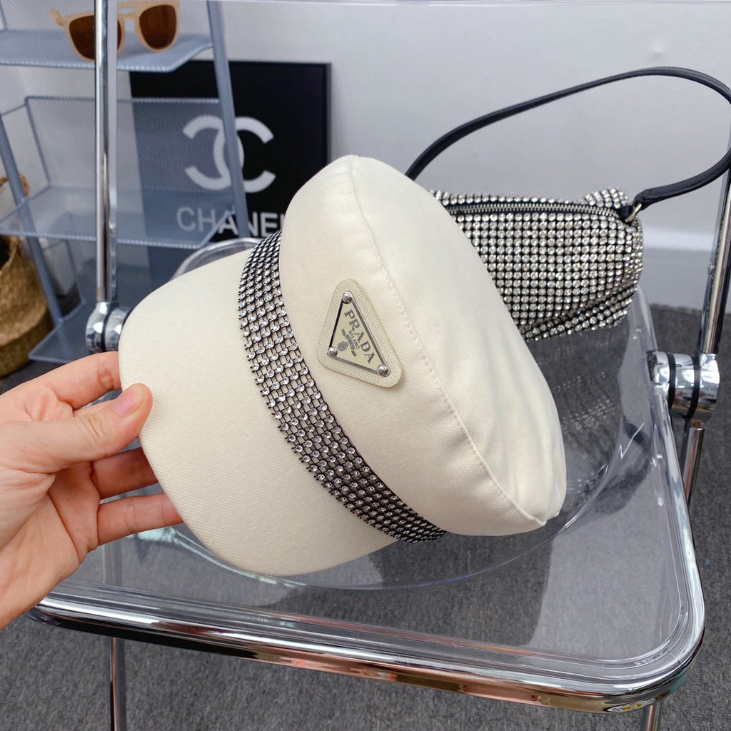 Fashion Triangle Logo Cotton Beret | Luxury Designer French Hat