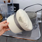 Fashion Triangle Logo Cotton Beret | Luxury Designer French Hat