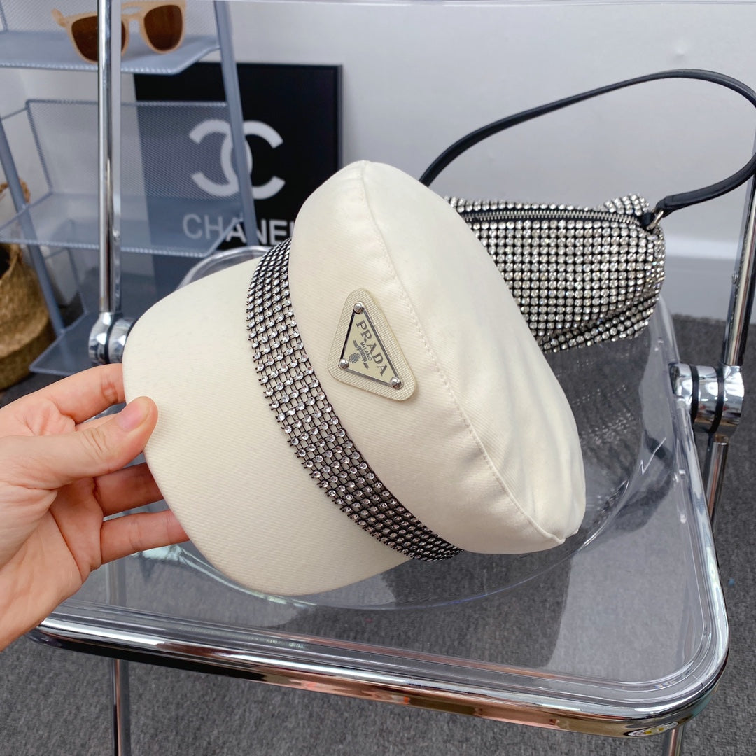 Fashion Triangle Logo Cotton Beret | Luxury Designer French Hat