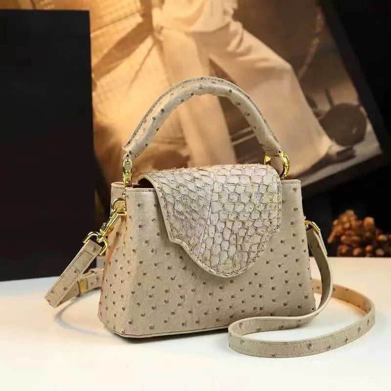 Luxury High-End Handbag -  Spring Fashion Ostrich Pattern Crossbody Shoulder Bag