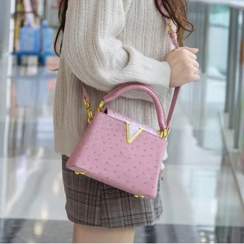 Luxury High-End Handbag -  Spring Fashion Ostrich Pattern Crossbody Shoulder Bag