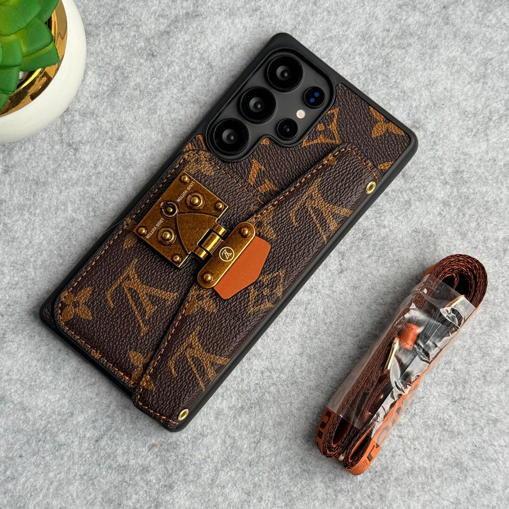 ZNAČKOVÝ KOŽENÝ DRŽÁK KARTY SLOT POUZDRO ZÁMKU PRO SAMSUNG GALAXY
