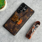 ZNAČKOVÝ KOŽENÝ DRŽÁK KARTY SLOT POUZDRO ZÁMKU PRO SAMSUNG GALAXY