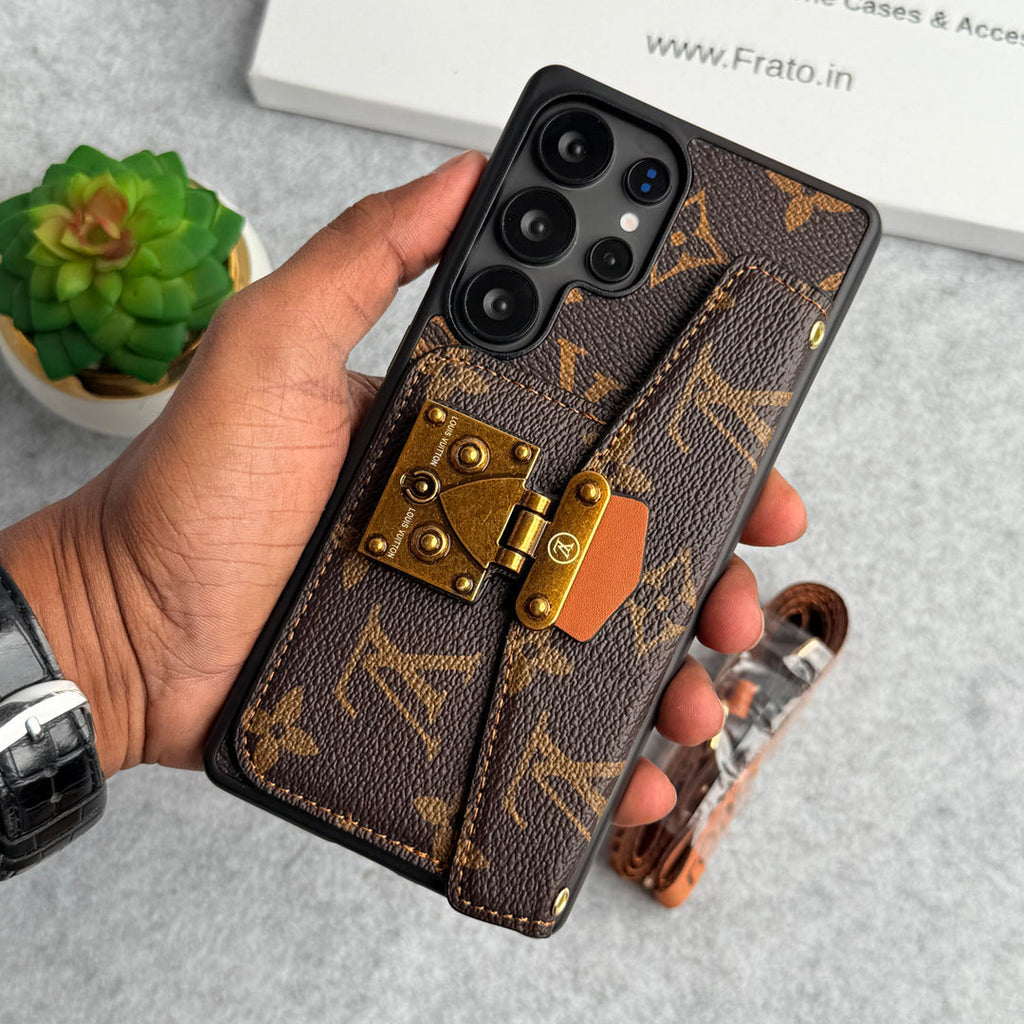 ZNAČKOVÝ KOŽENÝ DRŽÁK KARTY SLOT POUZDRO ZÁMKU PRO SAMSUNG GALAXY