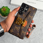 ZNAČKOVÝ KOŽENÝ DRŽÁK KARTY SLOT POUZDRO ZÁMKU PRO SAMSUNG GALAXY