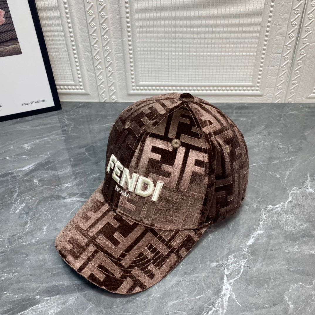 Luxury FF Gold Velvet Baseball Cap | Luxury Designer Adjustable Hat