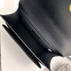 Elegant Gold-Chain Structured Leather Shoulder Bag