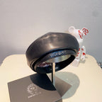 Elegant Pebbled Leather Beret | Luxury Designer Hat