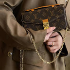 Monogram Canvas Bag Hand Held Crossbody Chain Mobile Phone