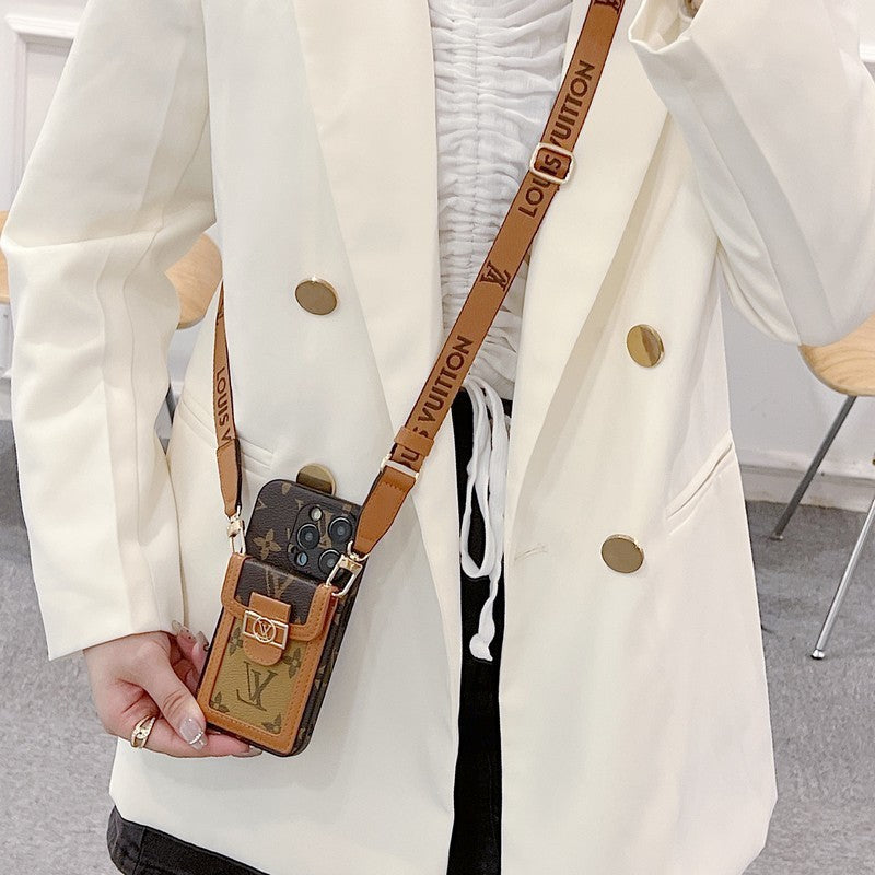 Luxuriöse iPhone-Hülle mit Kartenhalter zum Umhängen