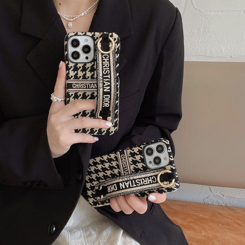 Capa para iPhone com pulseira Houndstooth da moda
