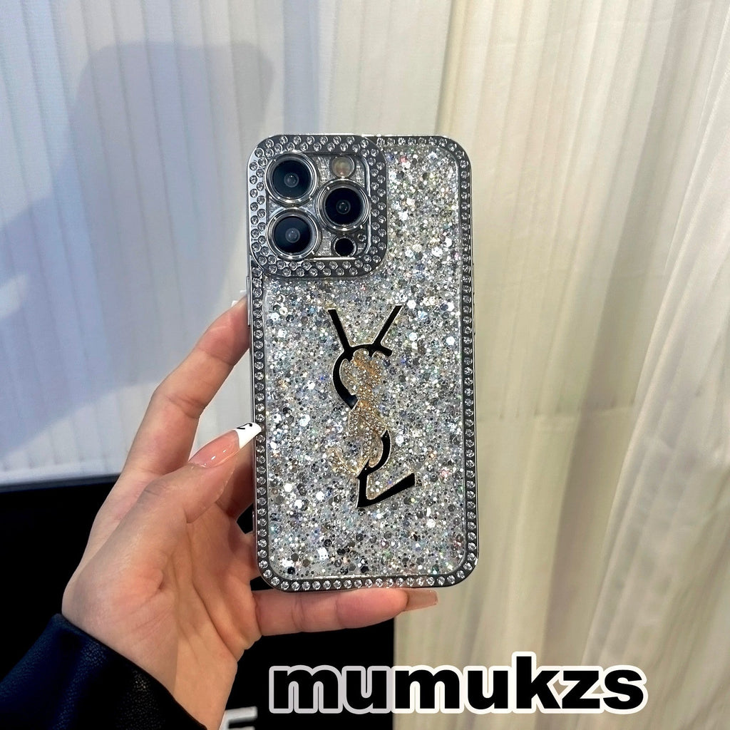 Capa para iPhone luxuosa com glitter holográfico Y - S - L - Diamond Shine Edition