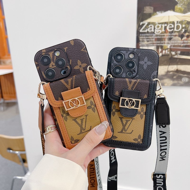 Luxuriöse iPhone-Hülle mit Kartenhalter zum Umhängen