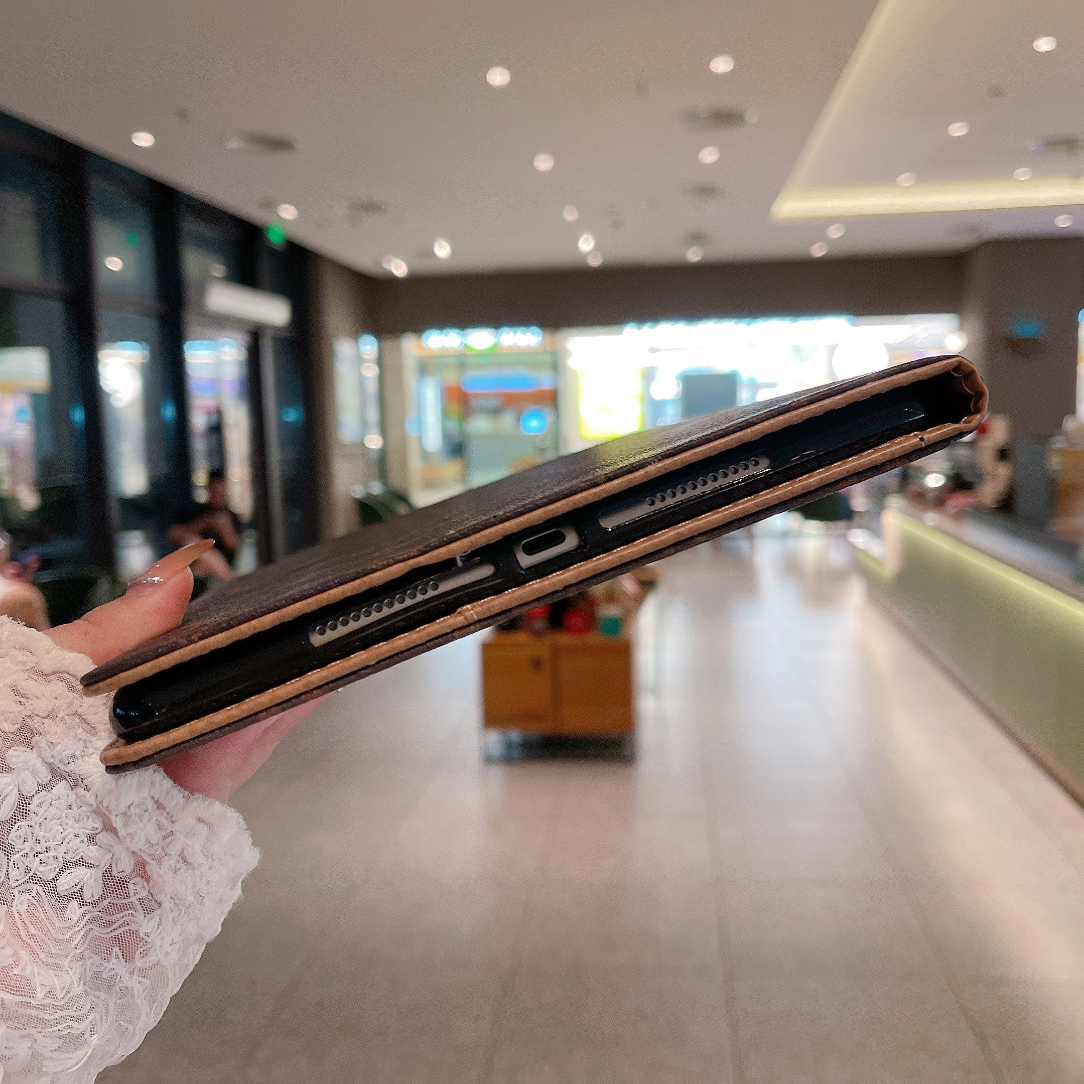 Luxus vászon Monogram bőr friss nyári téma mintás Apple iPad tok