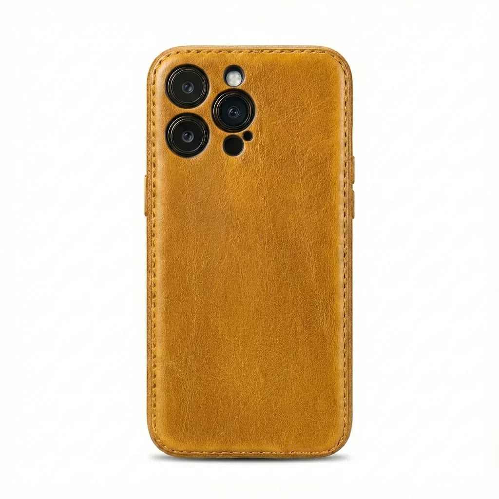 Coque iPhone en cuir au tannage végétal fabriquée à la main – Édition Patine Vintage