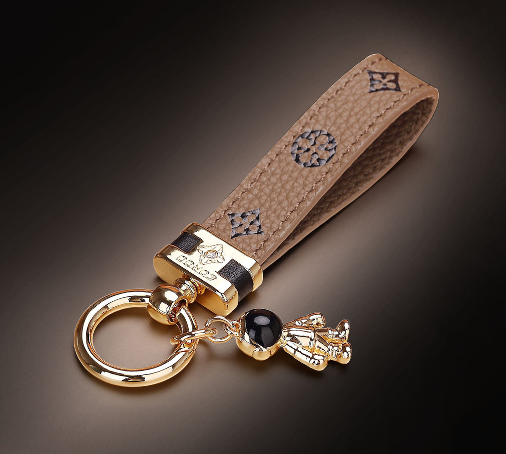 Genuine Leather Luxury Car Astronaut Keychain