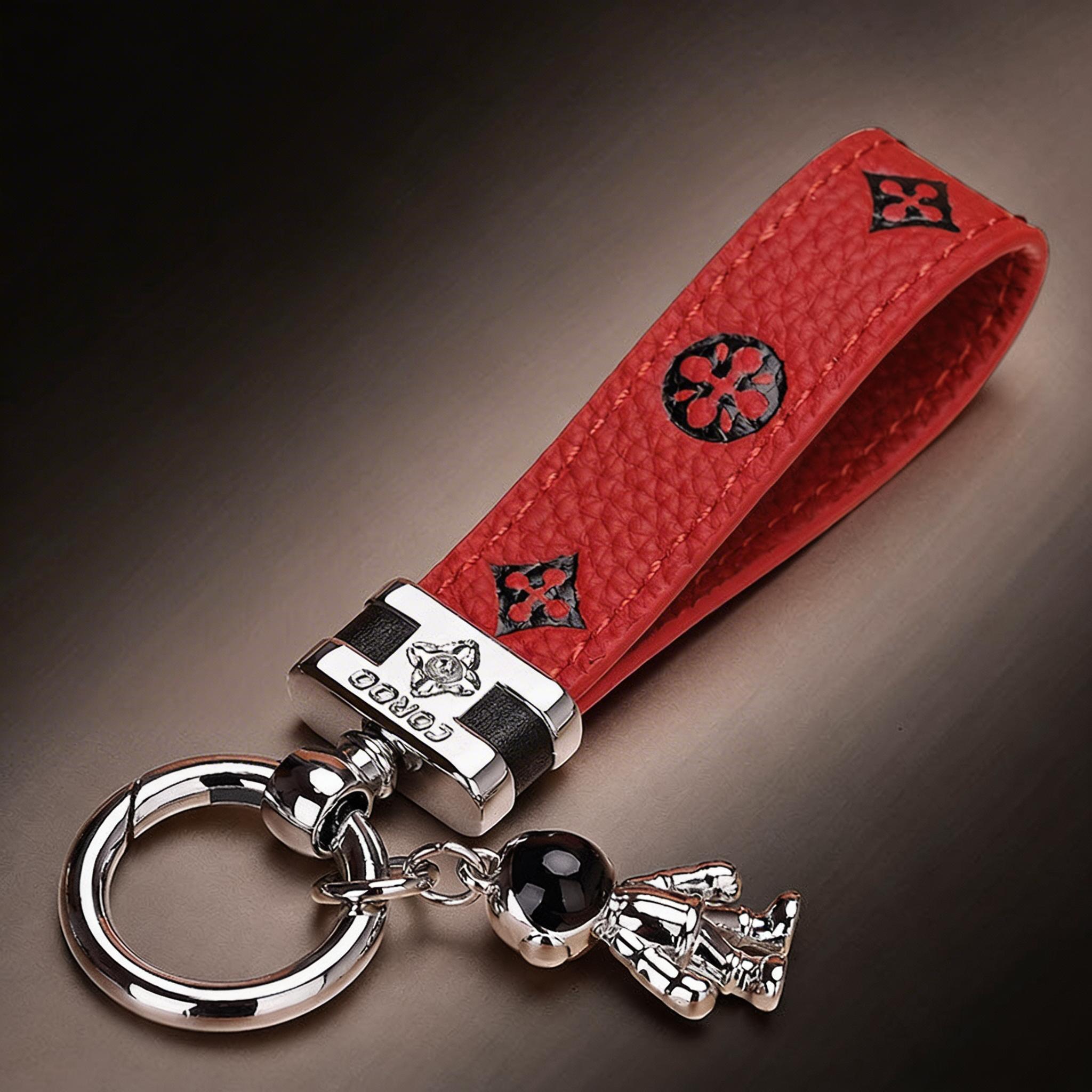 Genuine Leather Luxury Car Astronaut Keychain