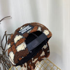 Luxury Check Lamb Wool Baseball Cap | Luxury Designer Winter Cap