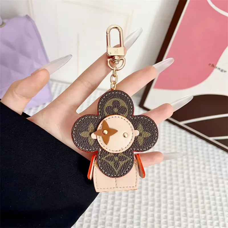 Flower Leather Bag Charm | Cute Keychain & Handbag Accessory