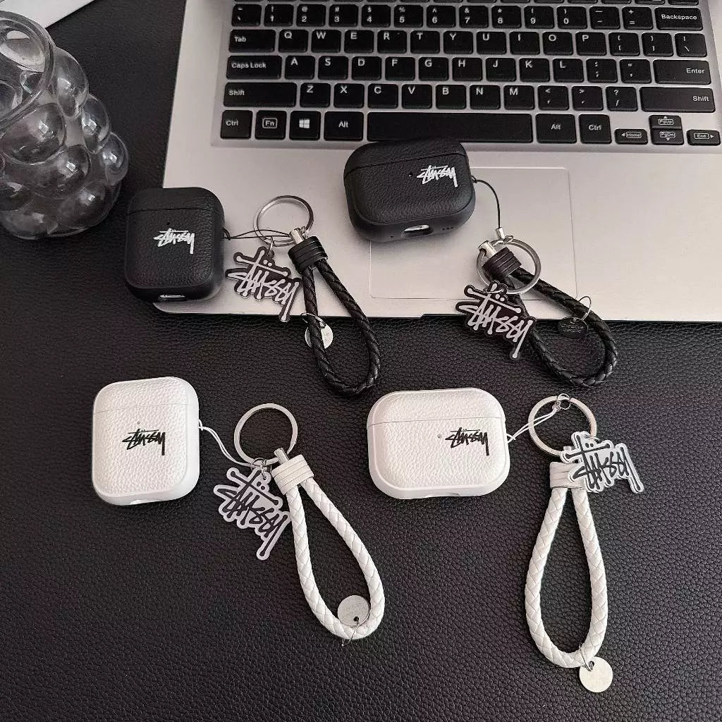Lichee Grain  Logo  AirPod Case with Braid Strap