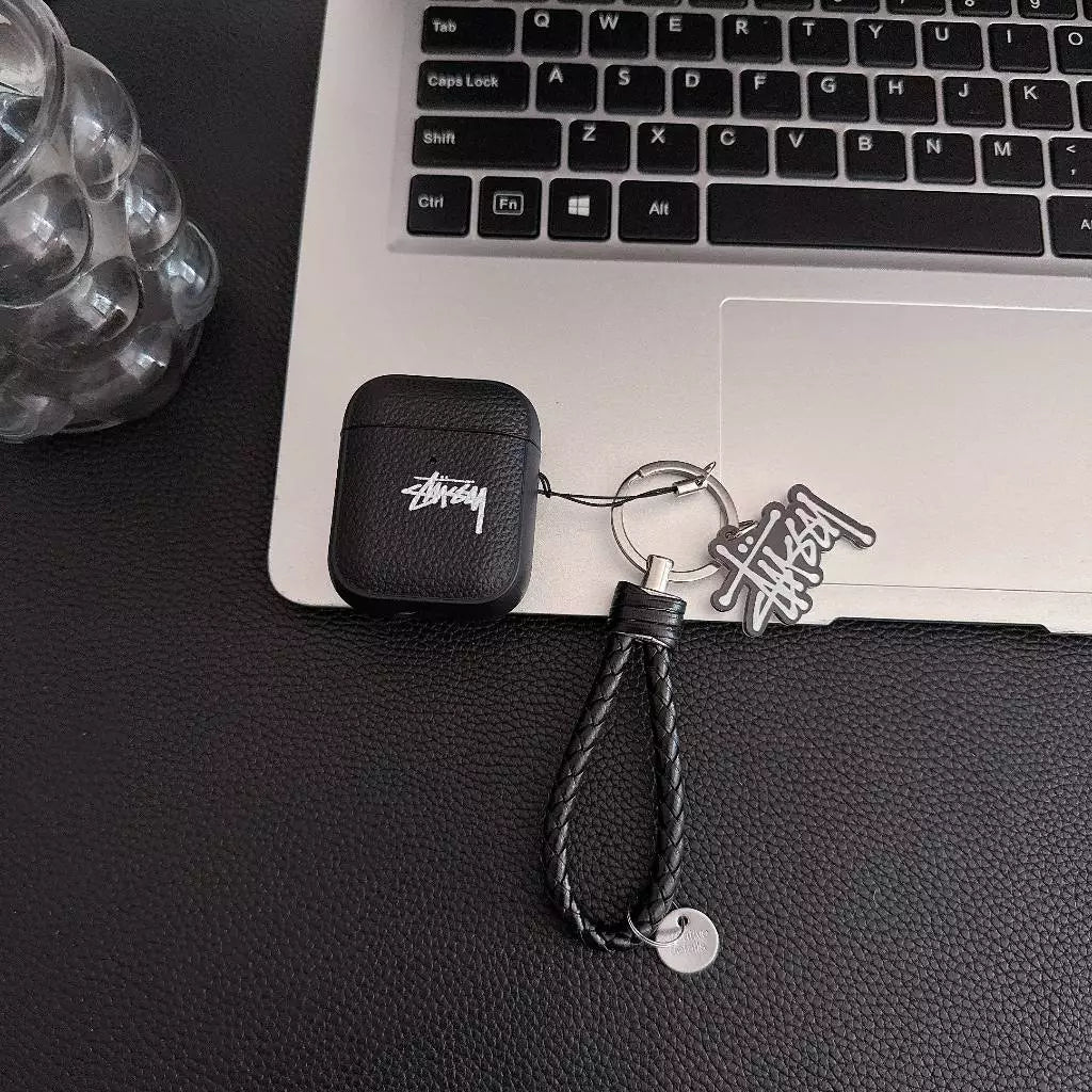 Lichee Grain  Logo  AirPod Case with Braid Strap